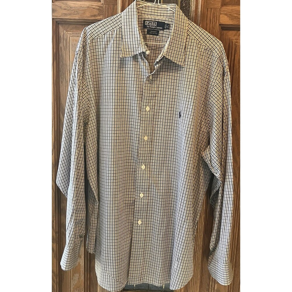 Vintage Polo Ralph Lauren Andrew Checked Dress‎ Shirt Men's 17 34/35 EUC